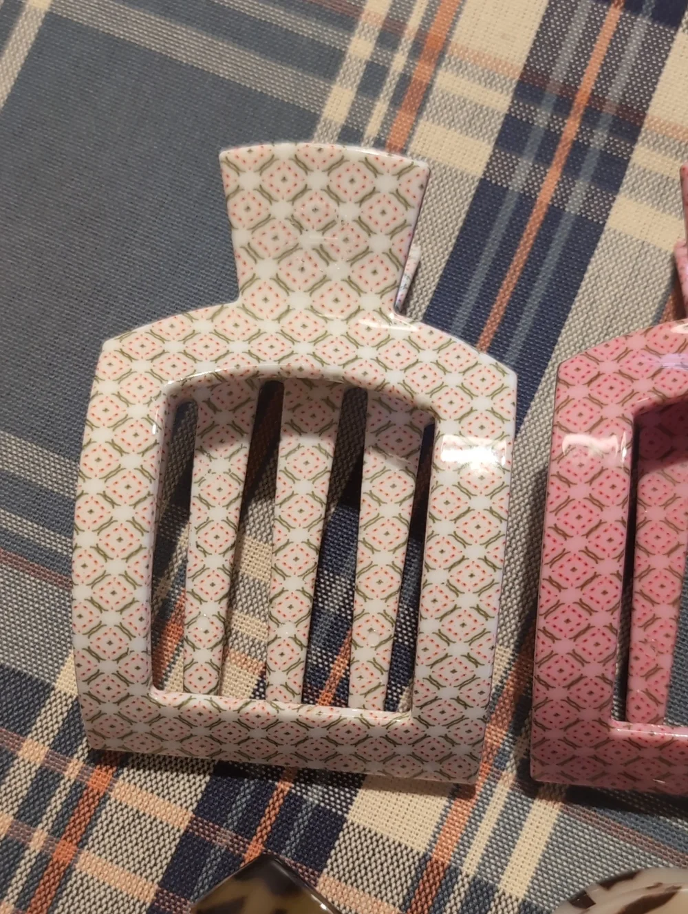 🩷Teleties Set Of 4 Hair Clips Tortoiseshell Laura Park Pink White Prints 🩷